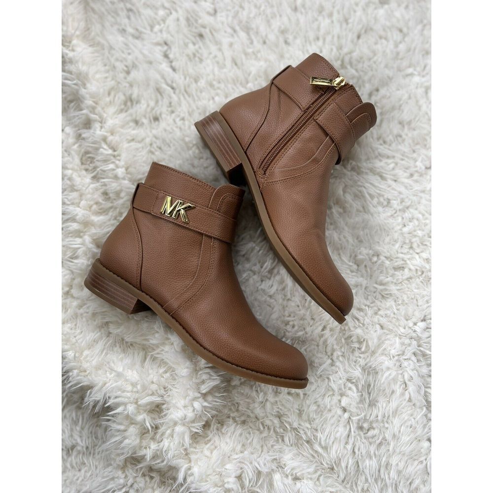 MICHAEL Michael Kors Jilly Faux Pebbled Leather Ankle Boot Light Brown Size 6.5